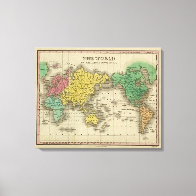 Welt auf der Projektion von Mercator Leinwanddruck (Vorderseite)