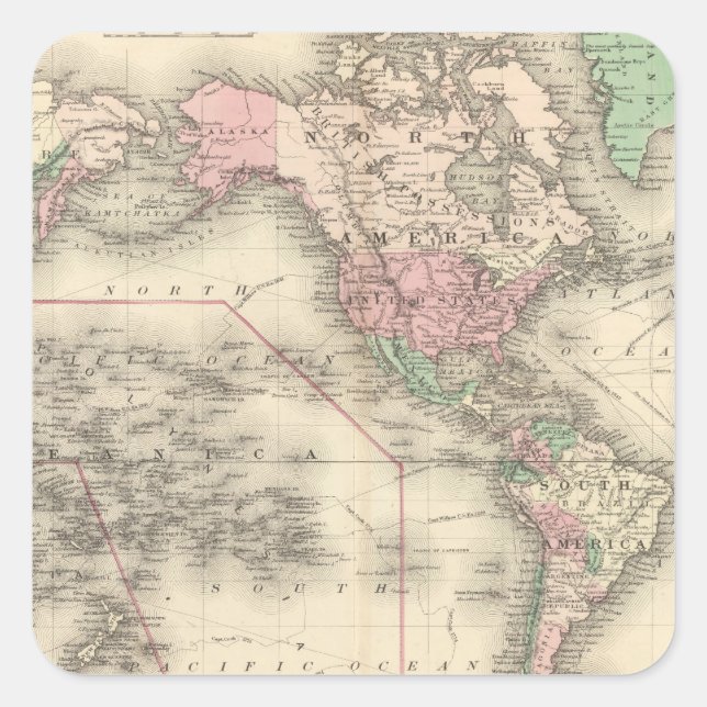 Welt auf der Projektion von Mercator Quadratischer Aufkleber (Vorderseite)