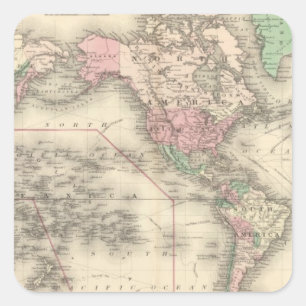 Welt auf Mercators Projektion Quadratischer Aufkleber