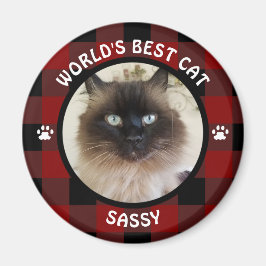 WELT BESTER CAT-Karo Red and Black Buffalo Magnet