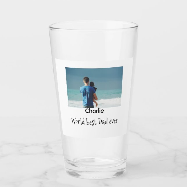 welt bester vater jemals foto name datum einfach v glas (Vorderseite)
