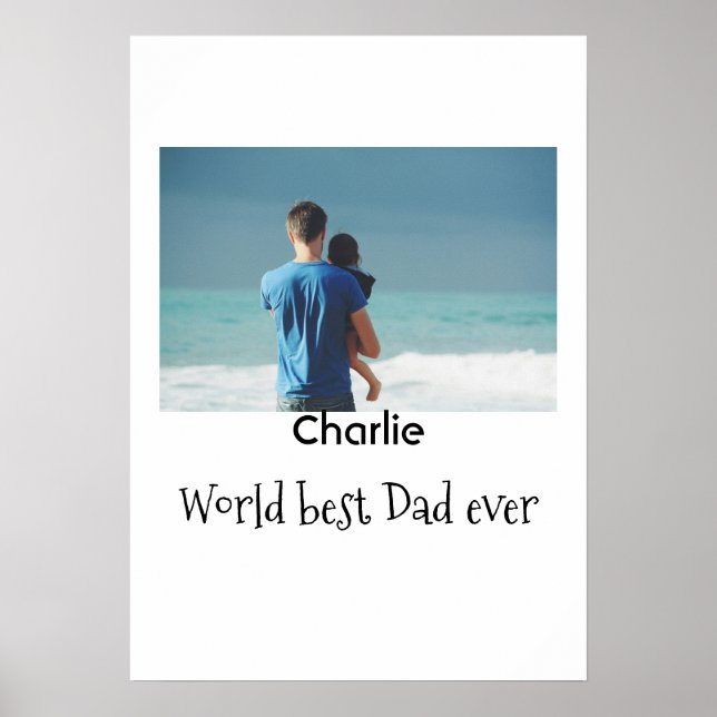 welt bester vater jemals foto name datum einfach v poster (Vorne)