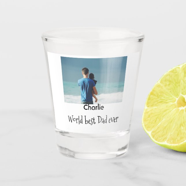 welt bester vater jemals foto name datum einfache  schnapsglas (Vorderseite)