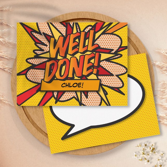 WELT DONE Fun Retro Comic Pop Kunst, Dichtung und  Postkarte (WELL DONE Fun Retro Comic Book Pop Art Postcard)