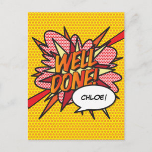 WELT DONE Fun Retro Comic Pop Kunst, Dichtung und  Postkarte