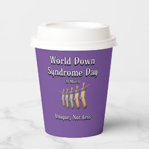 Welt-Down-Syndrom-Tag. Einzigartig nicht weniger Pappbecher