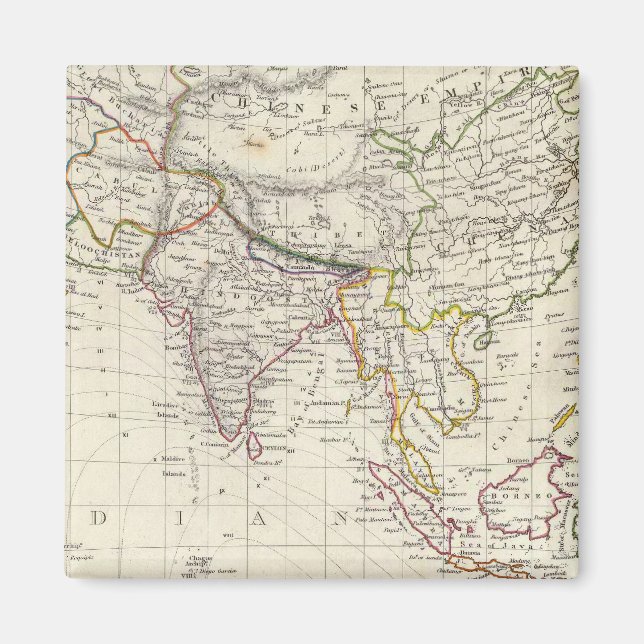 Welt, gnomonischer Proj. IV Asien Magnet (Vorne)