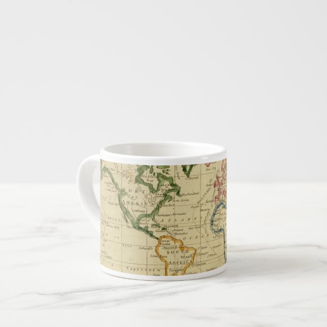 Welt gravierte Karte Espressotasse (Vorderseite Links)