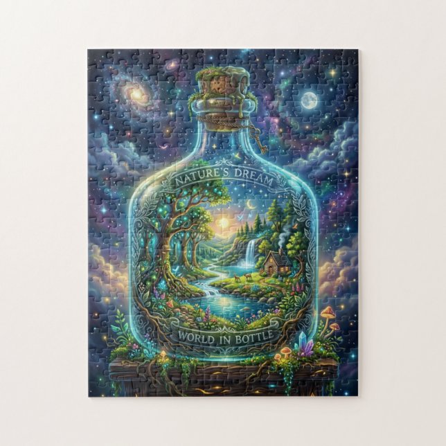 Welt in einer Flasche Puzzle (Vertikal)