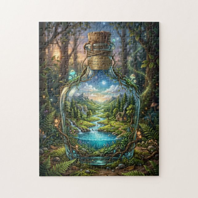 Welt in einer Flasche Puzzle (Vertikal)