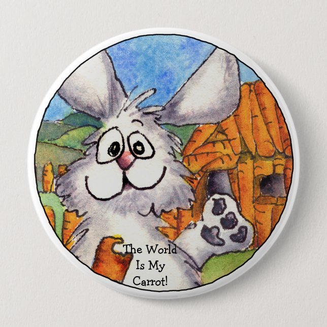 Welt ist mein Karotten-rundes Revers-Button Button (Vorderseite)