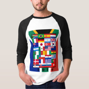 Welt kennzeichnet Fußballraglan-Hülsen-T - Shirt