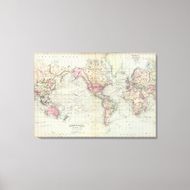 Welt, Mercator-Projektion 2 Leinwanddruck (Vorderseite)