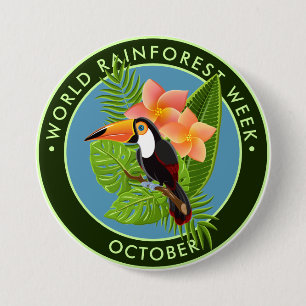 Welt-Regenwald-Woche, Toucan, Plumeria Button