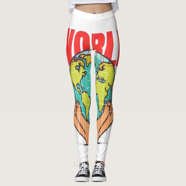 Welt – Reise-Abenteuer-Globus-Design Leggings (Vorderseite)