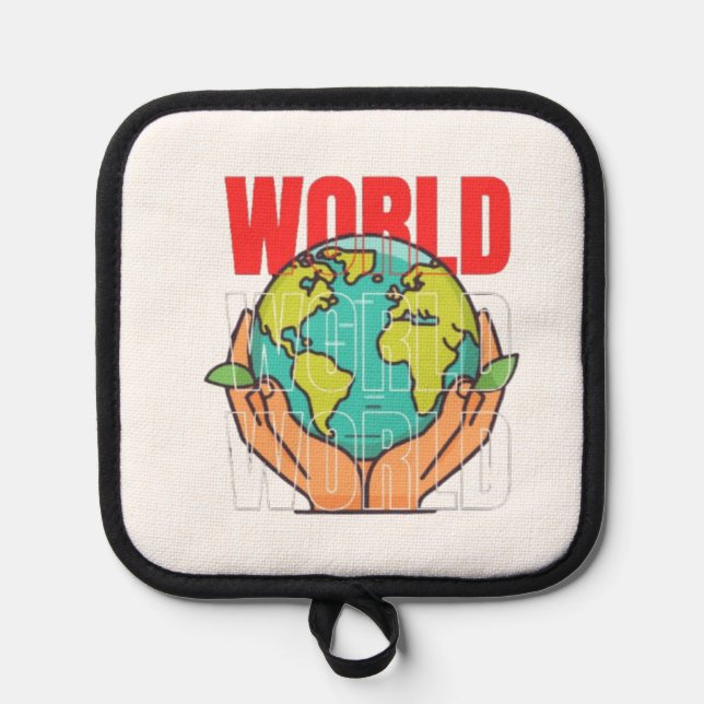 Welt – Reise-Abenteuer-Globus-Design Topflappen (Vorderseite)