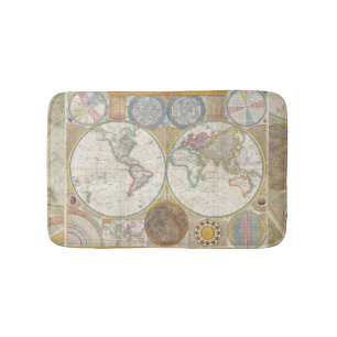 Welt Reisekarte Antike Vintage Geographie Badematte