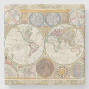 Welt Reisekarte Antike Vintage Geographie Steinuntersetzer