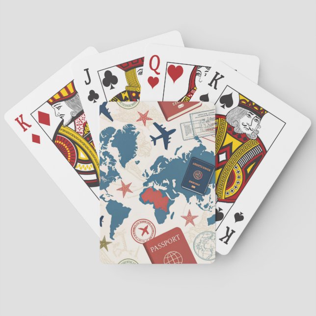 Welt Reisekarte Muster Spielkarten (Rückseite)