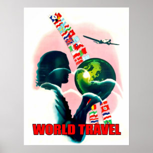 Welt Reisetelandschaft, Vintag Poster