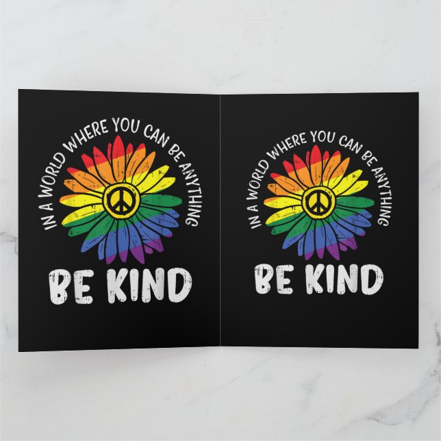 Welt sei freundlicher Regenbogen Dankeskarte (Innenseite)