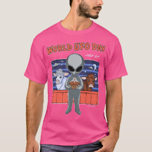 Welt-Ufo-Tag 2. Juli mit einer grauen Alien zwei K T-Shirt