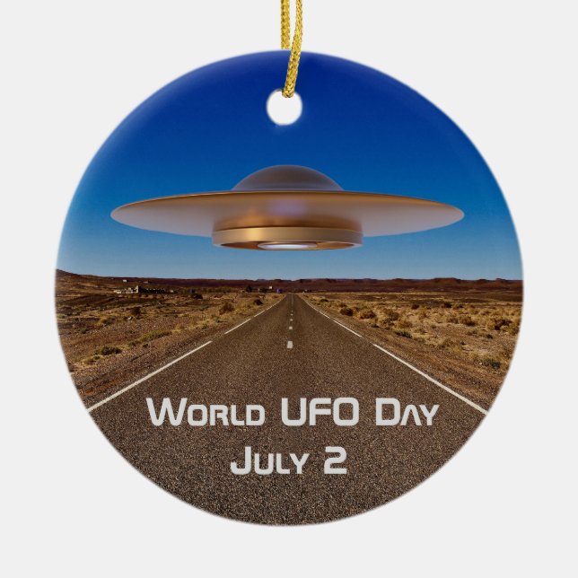 Welt-UFO-Tag Keramik Ornament (Vorne)