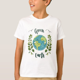 Welt-Umwelt - Erde lächeln mit grüner Erde T-Shirt