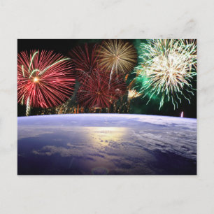 Welt und Feuerwerk, Sicht auf die Erde, ZSSG Postkarte