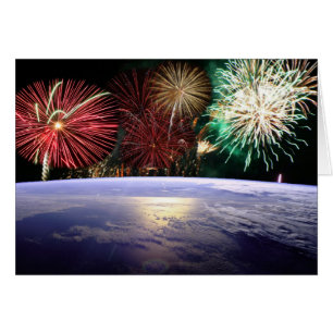 Welt und Feuerwerke