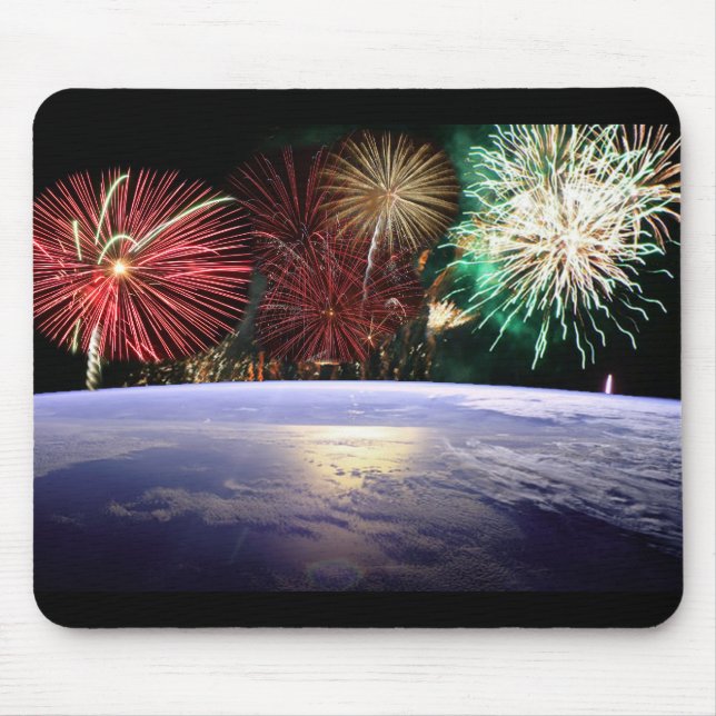 Welt und Feuerwerke Mousepad (Vorne)