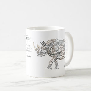 Welt Wort Afrikanisches Rhinozeros Tasse
