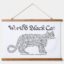 Welt Wort Schwarze Katze Teppich