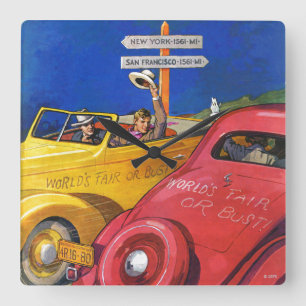 Weltausstellung oder Fehlschlag Quadratische Wanduhr