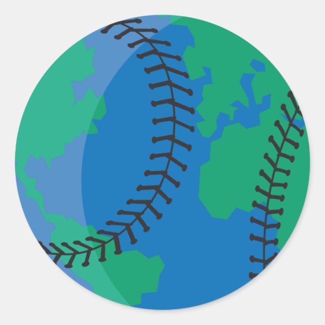 Weltbaseball Runder Aufkleber (Vorderseite)