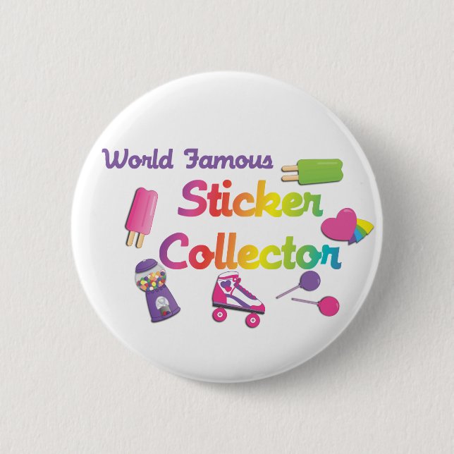 Weltbekannter Sticker Collector Button (Vorderseite)