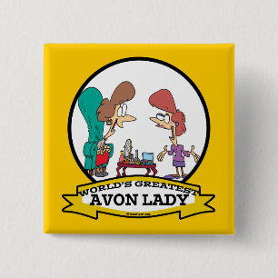 WELTBEST AVON LADY WOMEN CARTOON BUTTON