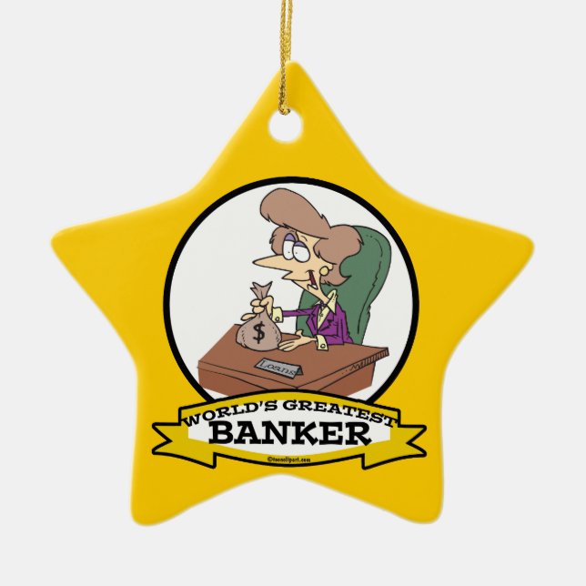WELTBEST BANKER FRAUEN CARTOON KERAMIK ORNAMENT (Vorne)