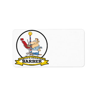 WELTBEST BARBER MEN CARTOON ADRESSAUFKLEBER