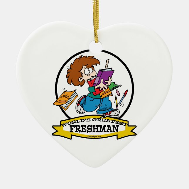 WELTBEST FRESHMAN BOY CARTOON KERAMIK ORNAMENT (Vorne)