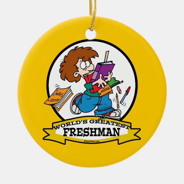 WELTBEST FRESHMAN BOY CARTOON KERAMIKORNAMENT (Vorne)