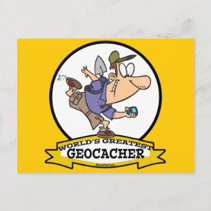 WELTBEST GEOCACHER MÄNNER CARTOON POSTKARTE