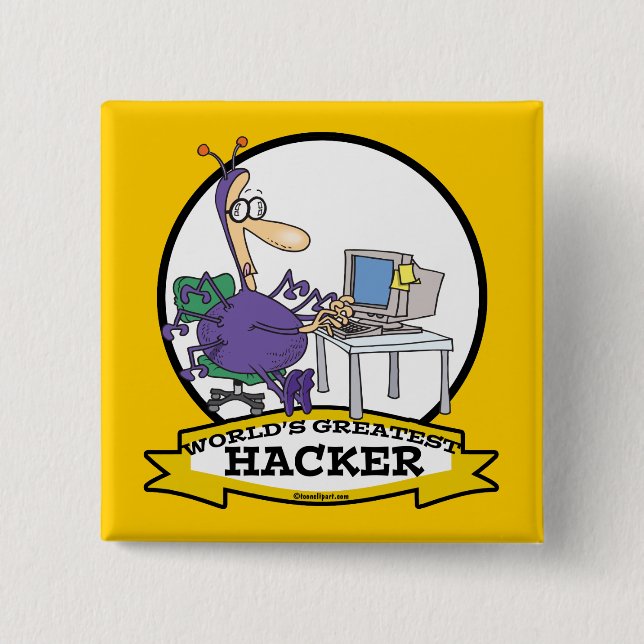 WELTBEST HACKER CARTOON BUTTON (Vorderseite)