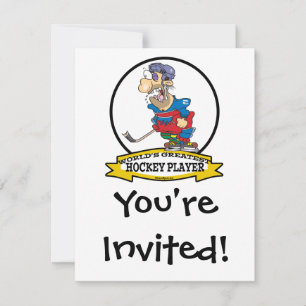 WELTBEST HOCKEY PLAYER MÄNNER CARTOON EINLADUNG
