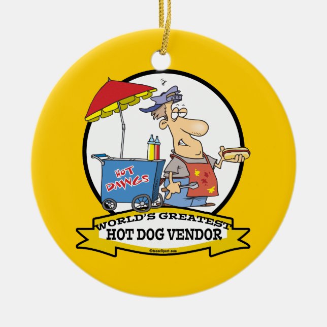 WELTBEST HOT HUND VENDOR MÄNNER CARTOON KERAMIKORNAMENT (Vorne)