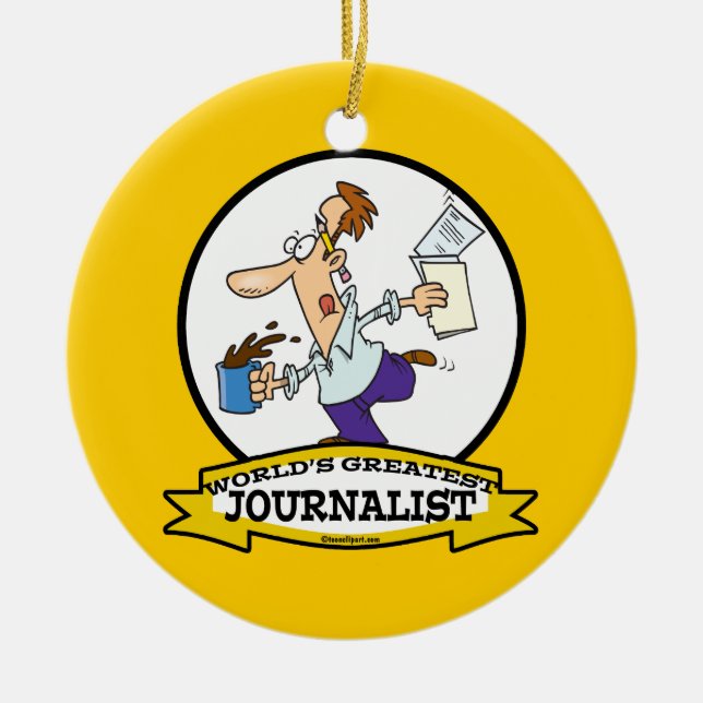 WELTBEST JOURNALIST II MÄNNER CARTOON KERAMIK ORNAMENT (Vorne)