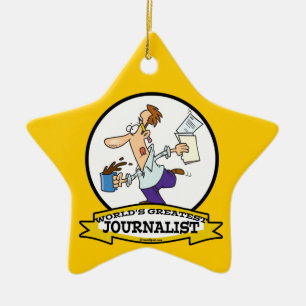 WELTBEST JOURNALIST II MÄNNER CARTOON KERAMIKORNAMENT