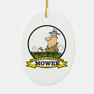 WELTBEST LAWN MOWER MEN CARTOON KERAMIK ORNAMENT
