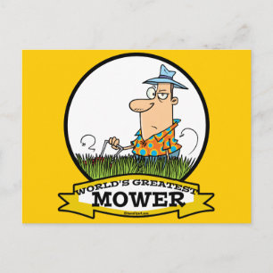 WELTBEST LAWN MOWER MEN CARTOON POSTKARTE