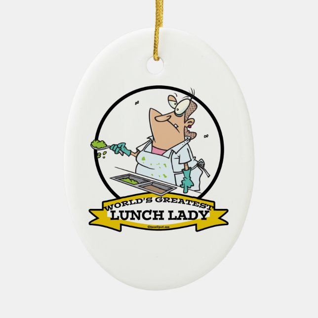 WELTBEST LUNCH LADY CARTOON KERAMIK ORNAMENT (Vorne)